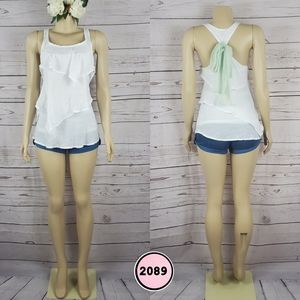 fleet collection small white sleeveless ruffle top( 5 for $20 )